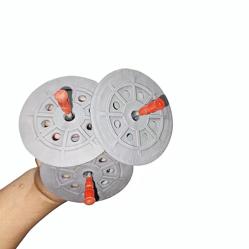 Red Cap 80MM Fixed Disc Hammered Concrete Plastic Insulation Anchors 1.12KN Capacity